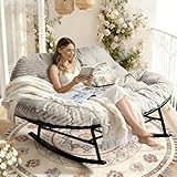 YOXIFOC Schaukelstuhl 2 Personen Übergroßer Vollgeflochtener Rattan -...