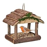 Relaxdays Vogelfutterhaus Holz, zum Aufhängen, HBT: 19 x 22 x 16,5 cm,...