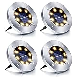 Boadw Solar Bodenleuchten, 4 Stück LED Solar Gartenleuchte IP65...