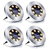 Boadw Solar Bodenleuchten, 4 Stück LED Solar Gartenleuchte IP65...