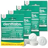 Denttabs Zahnputztabletten 500 Stk. Mint mit Fluorid-VEGAN ohne...