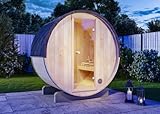 FinnTherm Fass-Sauna Mini XXS, 194 x 130 x 194 cm Gartensauna, Outdoor...