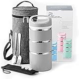 Lille Home 1380 ml stapelbare Lunchbox aus Edelstahl mit Thermofach,...