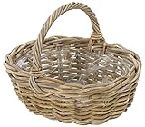 Dehner Rattan Pflanzkorb mit Henkel, ca. 36 x 28 x 14 cm, Rattangeflecht,...