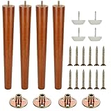 VIDETOL 4 Stück Möbelfüße Holz Rund, 40 cm Konisch Tischbeine Holz mit...