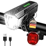 AHJ Fahrradlicht Set 100 LUX, StVZO Zugelassen LED Fahrrad Licht USB...