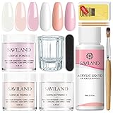 SAVILAND Acryl Nagelset Starterset: 3 Farben Acryl Pulver Klar Rosa Nudes...