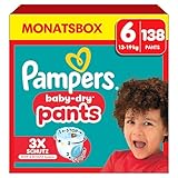 Pampers Baby-Dry Pants Größe 6, 138 Windeln, 13kg-19kg, 360° Passform...