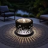 Gartenbrunnen mit LED Beleuchtung aus Metall runder Springbrunnen...