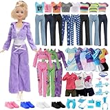 32 PCS Puppe Kleidung und Zubehör, 2 Kapuzen-Sweatshirt 4 T-Shirt 4 Lange...