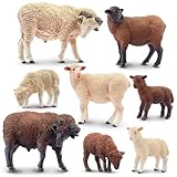 TOYMANY 8 Stück Merino-Schaf-Figuren, Bauernhoftier-Spielzeugfiguren,...