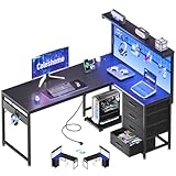 Coleshome Gaming Tisch mit LED, 130 × 100 cm Reversibler Gaming...