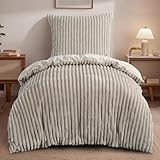 RUIKASI Winter Flanell Bettwäsche 135 x 200 Beige 2teilig - Plüsch Warme...