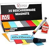Reorda® Magnetstreifen beschreibbar I 35 Stück (7 Farben) – 6x2 cm I...