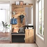 Ymkua Garderobenset Wandgarderobe, Flurgarderobe Set mit Schuhbank, Spiegel...