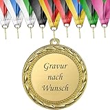 pokal-fabrik.de - Medaille mit Gravur Wunschtext in gold - personalisierter...