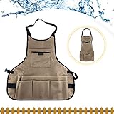 XCOZU Multifunktional Gartenschürze Khaki, Wasserdichte Werkzeugschürze...