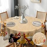 G-dake Herbstliche Tischdecke Rund, Retro-Huhn Runde Tischdecke für...