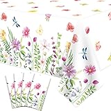4 Stück Sommer Blumen Tischtuch Wilde Blumen Tischtuch Kunststoff...