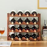Weinregal aus Holz mit 4 Ebenen, Bodenflaschenhalter für 16 Flaschen,...