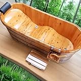 Qcesorib Badewanne aus Holz mit Kopfstützen, Freistehende Holzbadewanne...