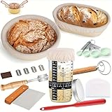 Sauerteig Starter Kit, 21-teilig - Banneton Gärkörbchen, Starterglas,...