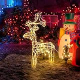 SALCAR 60cm LED Rentier Figur Beleuchtet Außen, Weihnachtsbeleuchtung...