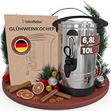 Heimfleiss® Glühweinkocher 6,8L aus Edelstahl | 1500W Einkochautomat für...