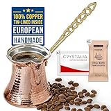 CRYSTALIA Premium Türkische Kaffeekanne Kupfer, Handgemachte Kupfer Cezve...