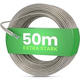 SimplySmooth Wäscheleine 50m mit Stahlkern extra stark, Dehnungsfrei &...