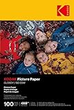 KODAK Picture Paper - Glänzendes Fotopapier, Pack mit 100 Blättern,...