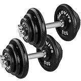 MOVIT® Kurzhantel PRO Set, Gusseisen Hantel, 2x 20kg, Stange 30mm...