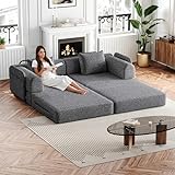 Gecheer Chenille-Schlafsofa, 2-in-1 mit Staufach in der Armlehne, DREI...