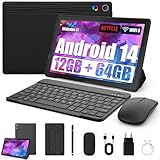 Tablet 10 Zoll 8-in-1 Kit Android 14 Tablet PC mit Hülle Tastatur Maus...
