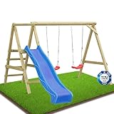 Gartenpirat Premium Schaukelgestell Typ 4.2 mit Rutsche blau Zwei...