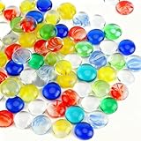 JSMTKJ Bunte Glassteine & Muggelsteine 100 Stück 500g｜20mm Farbige...