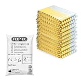 FLEXEO 10x Rettungsdecke Gold Silber - 210cm x 160cm - Rettungsfolie -...