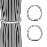 VEGCOO 2 Stück Magnetische Vorhang Raffhalter, Grau Raffhalter für...