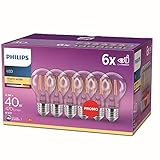 Philips LED Classic E27 Filament Lampen 6-er Pack (40 W), LED Lampen mit...