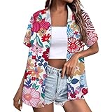 Hawaii Hemd Kurzarm Damen Bluse Tunika Blumen Hemdbluse T-Shirt Tuniken...