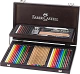 Faber-Castell 110084 - Art & Graphic Compendium Holzkoffer, 53-teilig, mit...