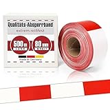 Absperrband 500m x 80 mm Flatterband rot weiß Baustelle Feuerwehr Polizei...