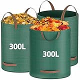Gartensack Laubsack 3X 300L Groß - Extra Stabil & Faltbar mit 4...