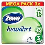 Zewa Toilettenpapier trocken bewährt, weiß, 3-lagig, 3er Pack (3 x 16...