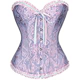 XZQTIVE Damen Bustier Korsett Spitze Up Boned Overbust Bustier Gothic...