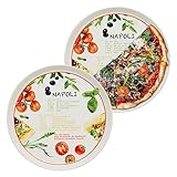 KHG 2er Set Pizzateller, extra groß mit 30cm Durchmesser in Napoli Print,...
