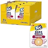 TUC Bake Rolls Zwiebel – Knusprige doppelt gebackene Brotchips – 8 x...