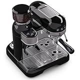 Klarstein Espresso Siebträgermaschine mit Milchaufschäumer, 1,4L Retro...