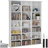 tectake® CD Regal, DVD Ständer, Raumteiler Schrank, Wand Regale Weiß, 18...