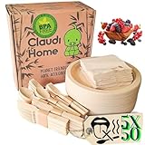 XL Einweg Bambusgeschirr mit 250 Teilen für 50 Personen. Ökologisches...